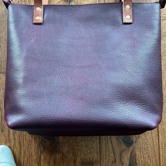 Portland Leather Purple Leather Tote Bag - Picture 8 of 11